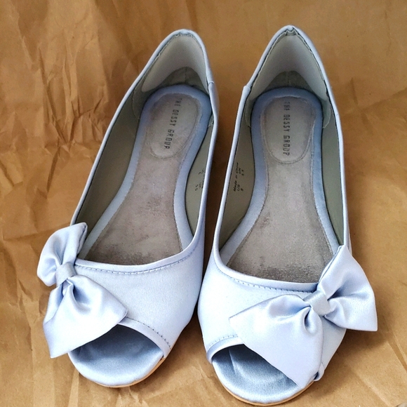 Artic Blue Peep toe Flates - Picture 1 of 3